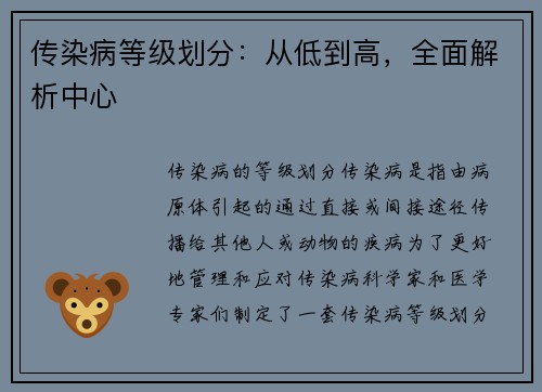 传染病等级划分：从低到高，全面解析中心